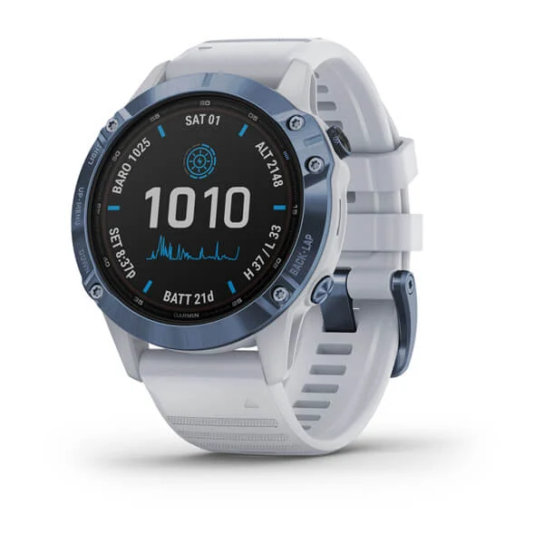 Garmin Fenix 6 Pro Solar Mineral Blue with Whitestone Band